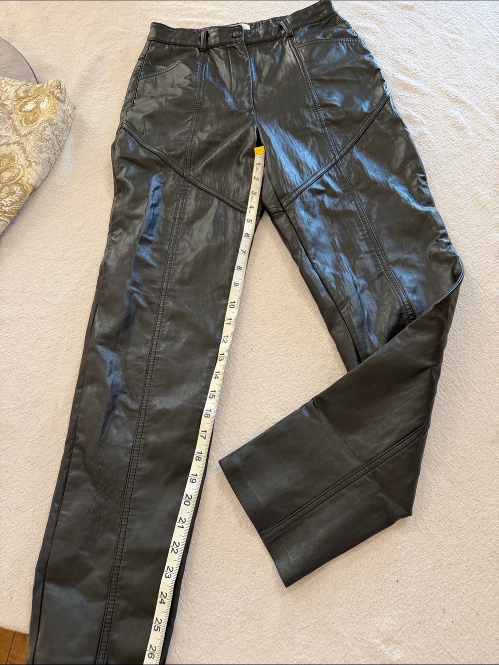 Wilfred Black Faux-Leather Flare Wide-Leg Jeans